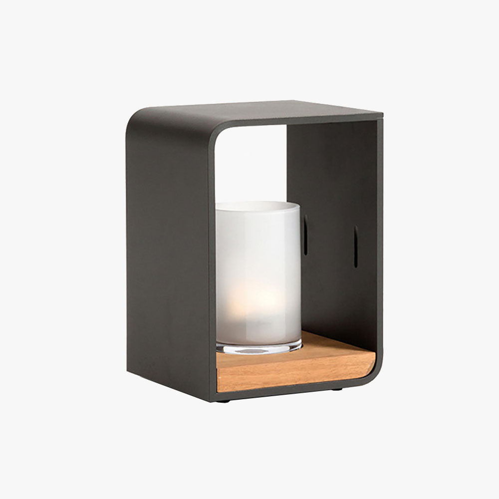Outdoor Garden Light In Minimalist Cube Design, LED, Metal And Wood, Solar Or Wired, IP65