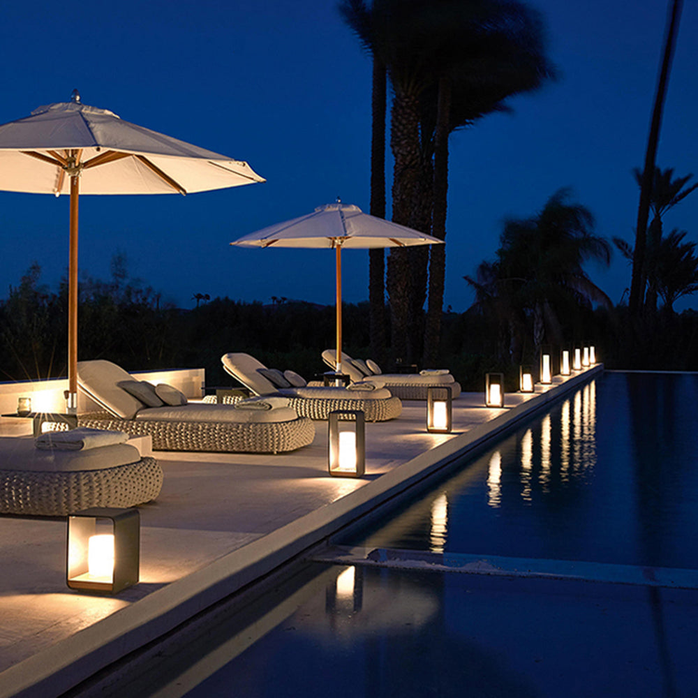 Outdoor Garden Light In Minimalist Cube Design, LED, Metal And Wood, Solar Or Wired, IP65