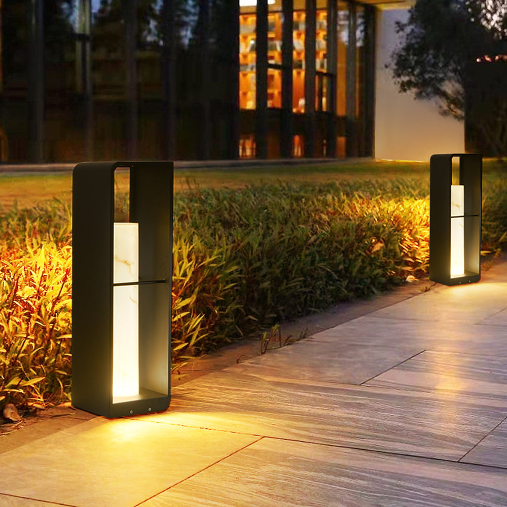 Outdoor Garden Light In Minimalist Cube Design, LED, Metal And Wood, Solar Or Wired, IP65