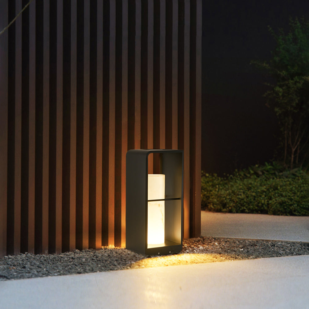 Outdoor Garden Light In Minimalist Cube Design, LED, Metal And Wood, Solar Or Wired, IP65