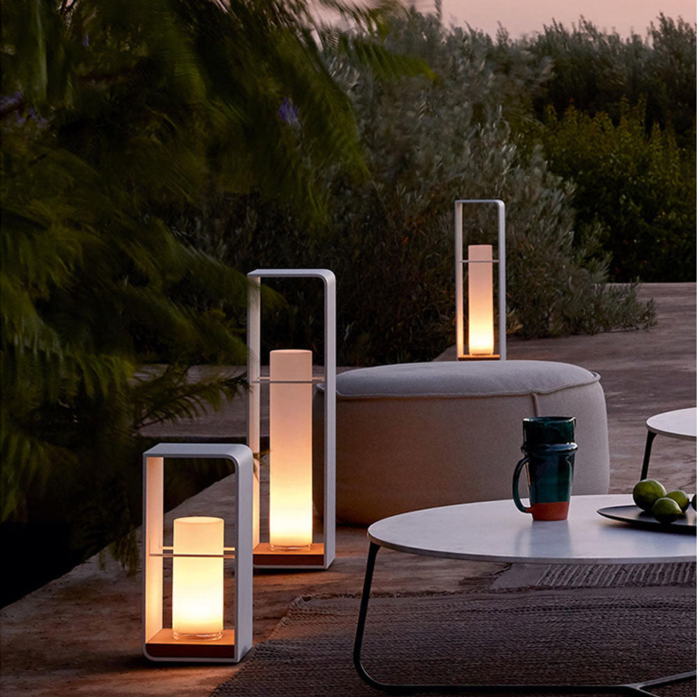 Outdoor Garden Light In Minimalist Cube Design, LED, Metal And Wood, Solar Or Wired, IP65