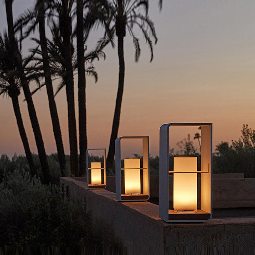 Outdoor Garden Light In Minimalist Cube Design, LED, Metal And Wood, Solar Or Wired, IP65