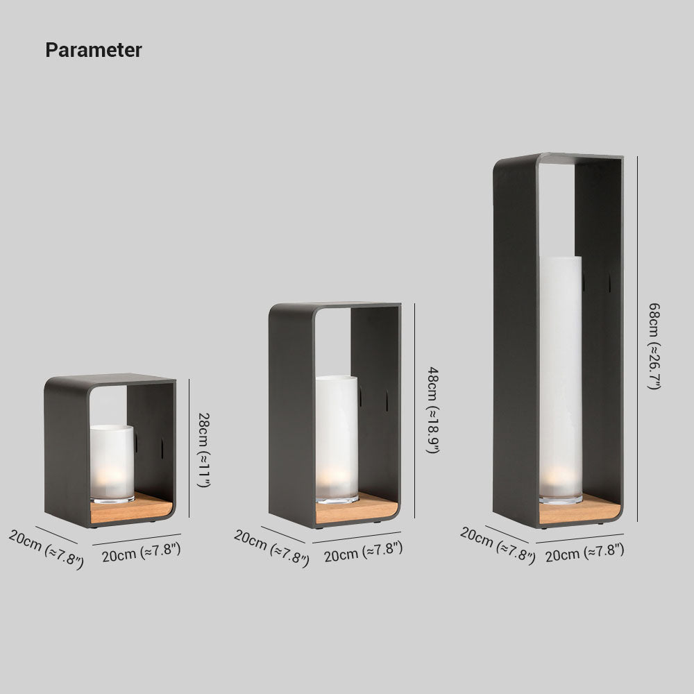 Outdoor Garden Light In Minimalist Cube Design, LED, Metal And Wood, Solar Or Wired, IP65