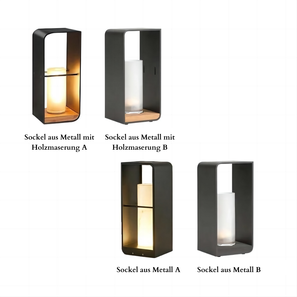 Outdoor Garden Light In Minimalist Cube Design, LED, Metal And Wood, Solar Or Wired, IP65