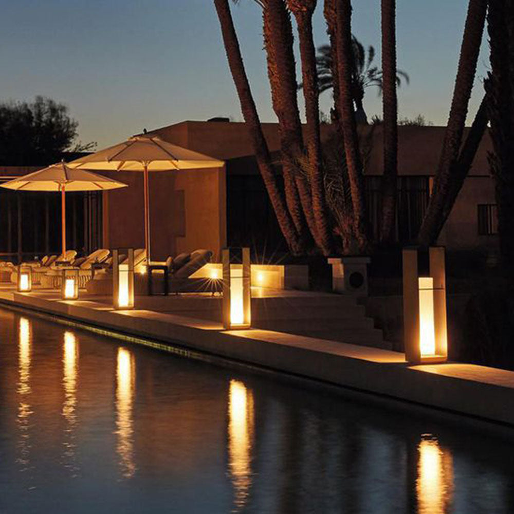 Outdoor Garden Light In Minimalist Cube Design, LED, Metal And Wood, Solar Or Wired, IP65