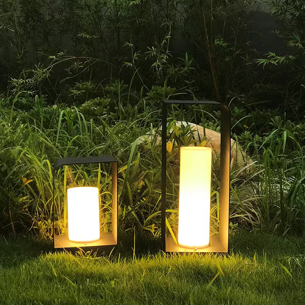 Outdoor Garden Light In Minimalist Cube Design, LED, Metal And Wood, Solar Or Wired, IP65