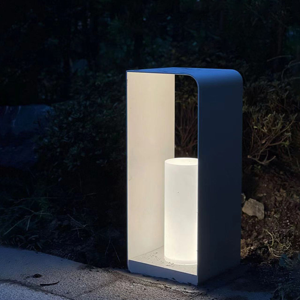 Outdoor Garden Light In Minimalist Cube Design, LED, Metal And Wood, Solar Or Wired, IP65