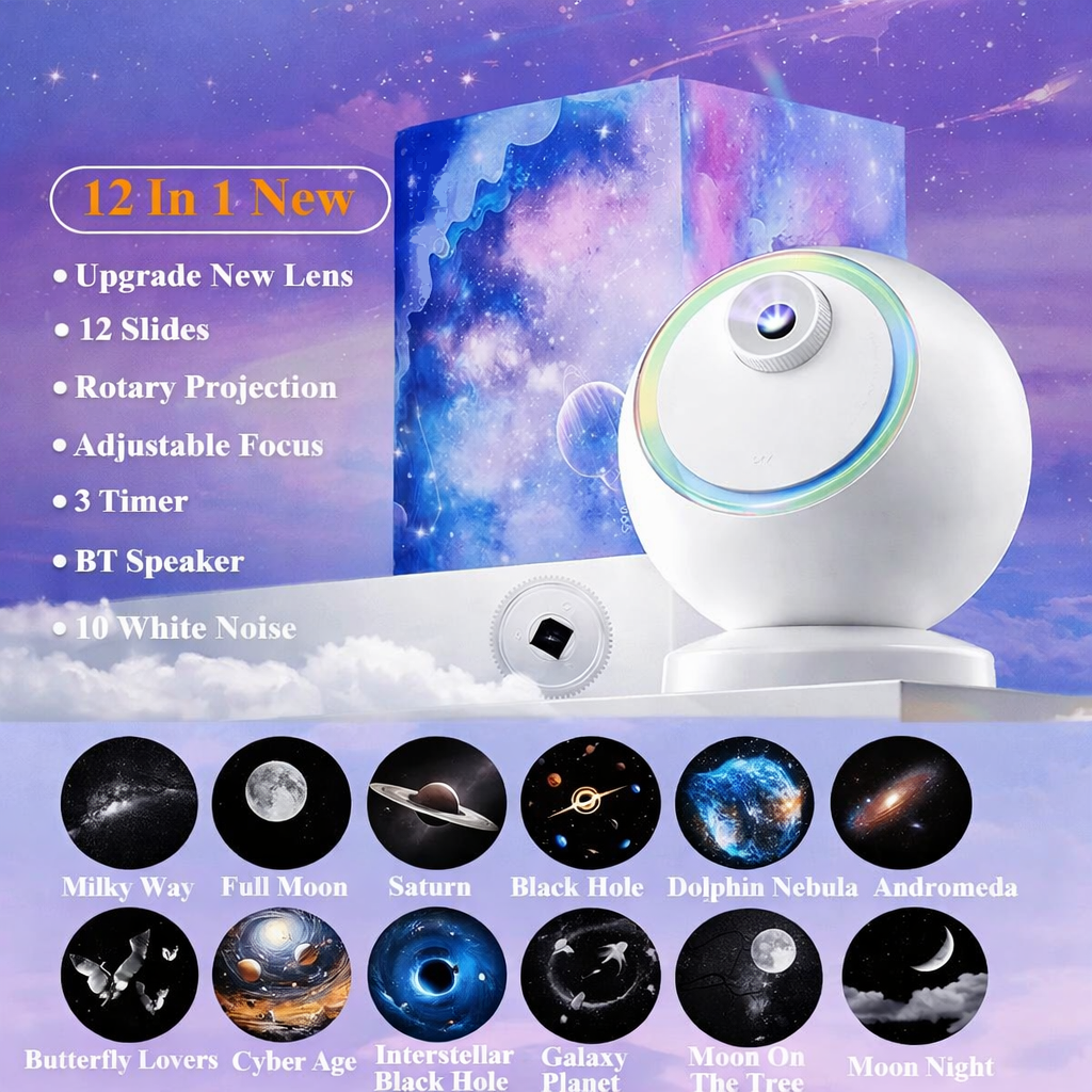 Rotating LED Star Projector — Bluetooth Galaxy Night Light