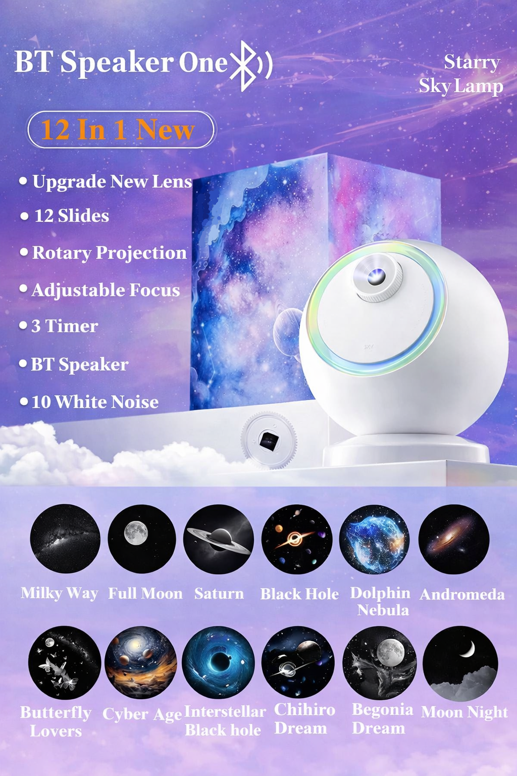Rotating LED Star Projector — Bluetooth Galaxy Night Light