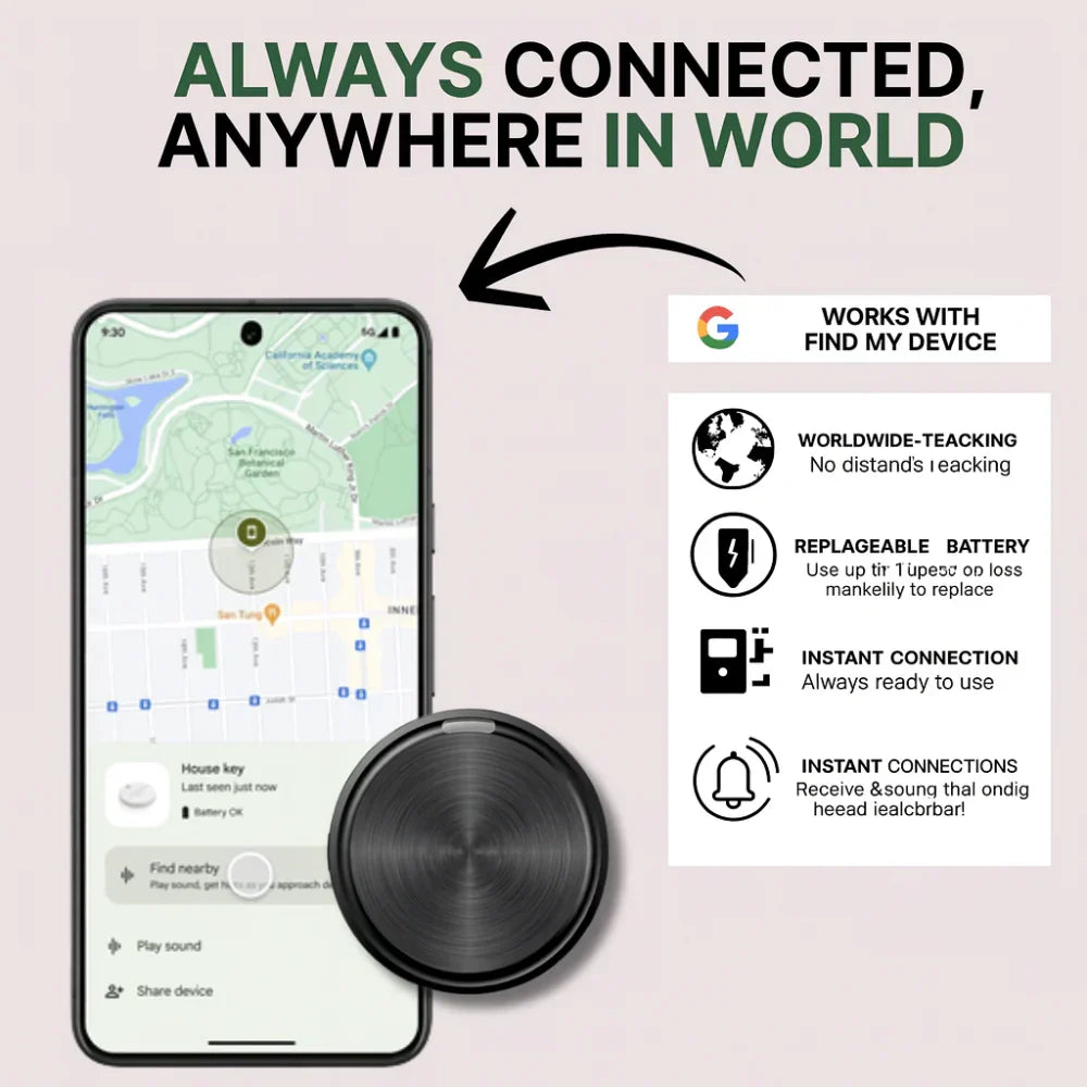 גשש Bluetooth דקיק — תואם ל-Android, בעיצוב קומפקטי