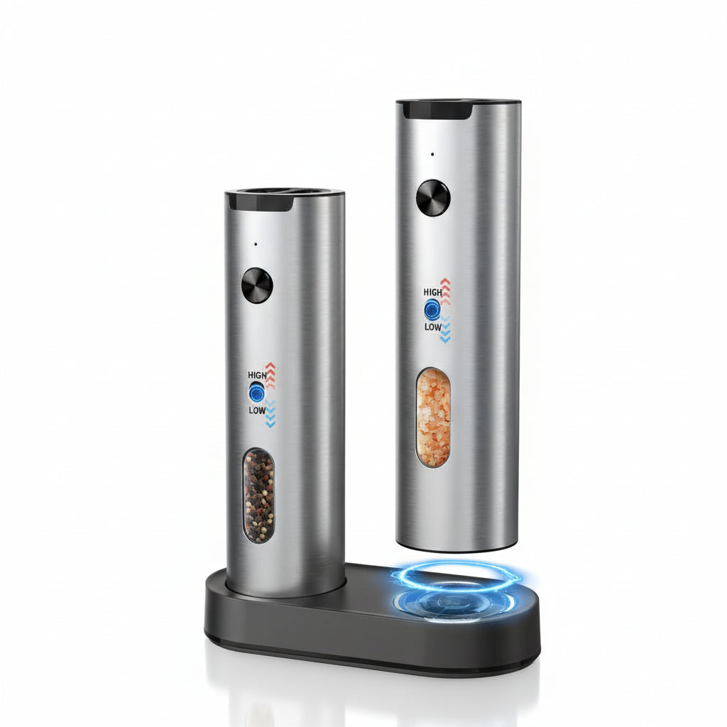 Elektrický set mlýnku na sůl a pepř s nabíjecí základnou USB ProMax | Meowbutter