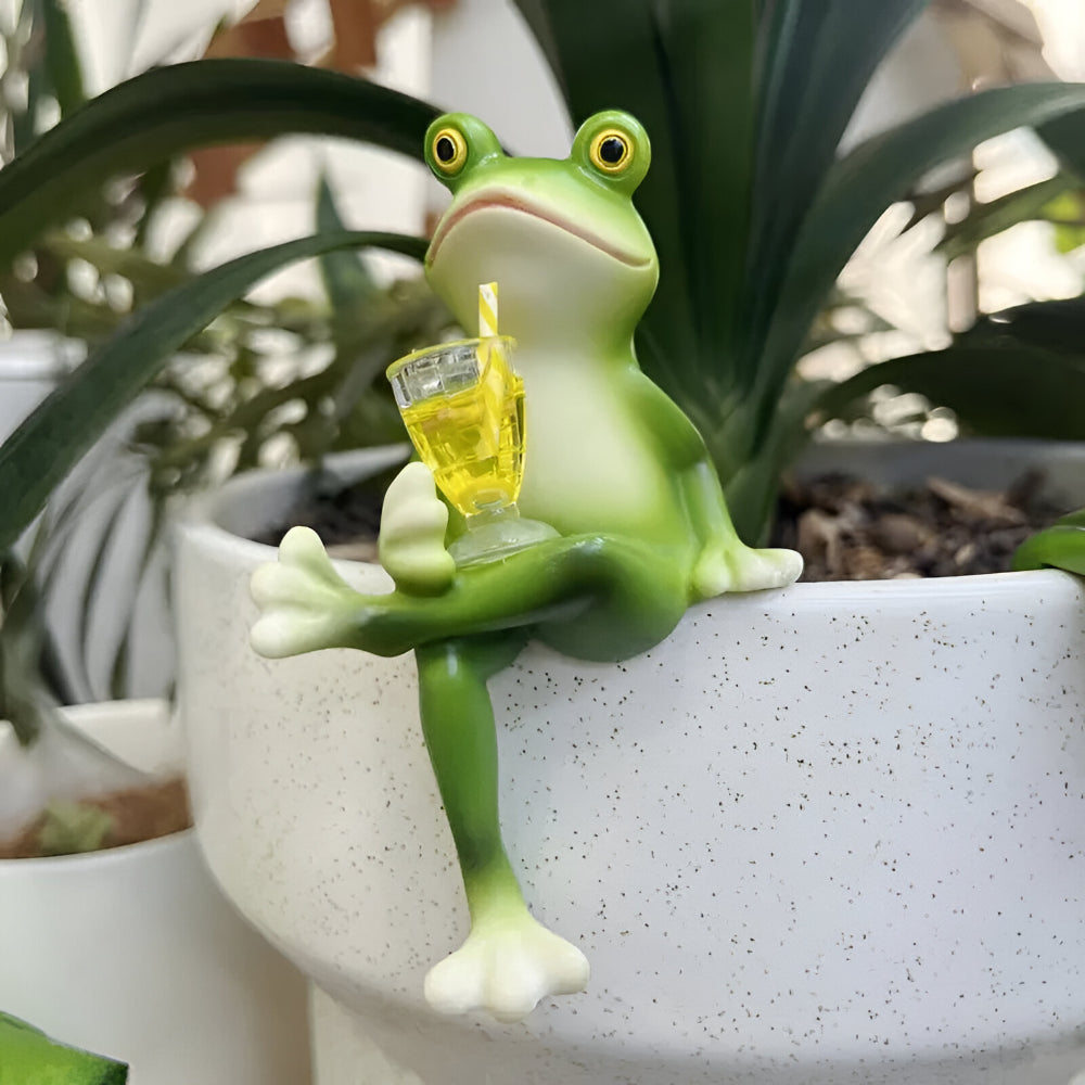 Garden Decor Frog Plant Pot Edge Hanging Ornament | Meowbutter