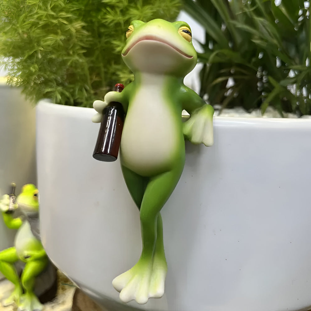 Garden Decor Frog Plant Pot Edge Hanging Ornament | Meowbutter