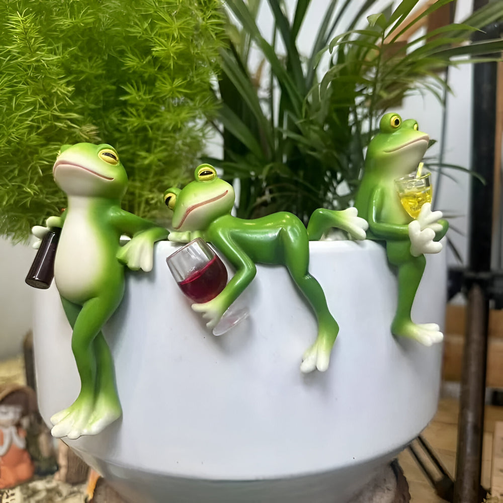 Garden Decor Frog Plant Pot Edge Hanging Ornament | Meowbutter