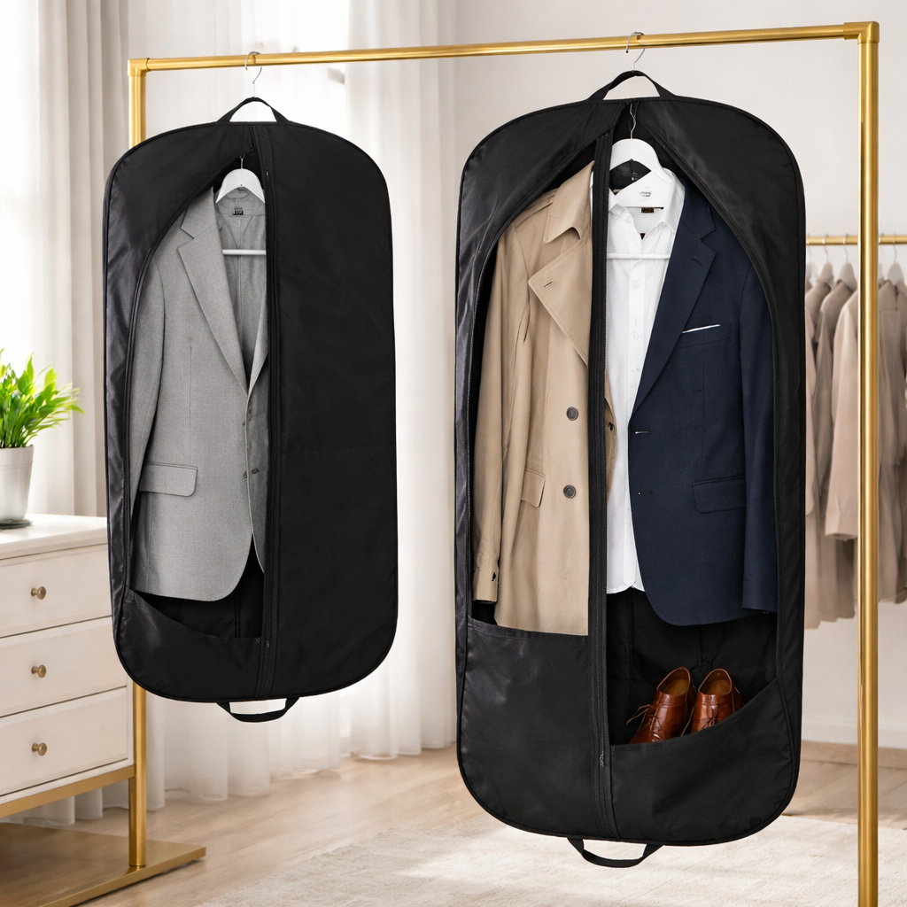 Organizador de Roupa de Viagem Dobrável e Plano — Compartimentos de Arrumação com Folga Lateral