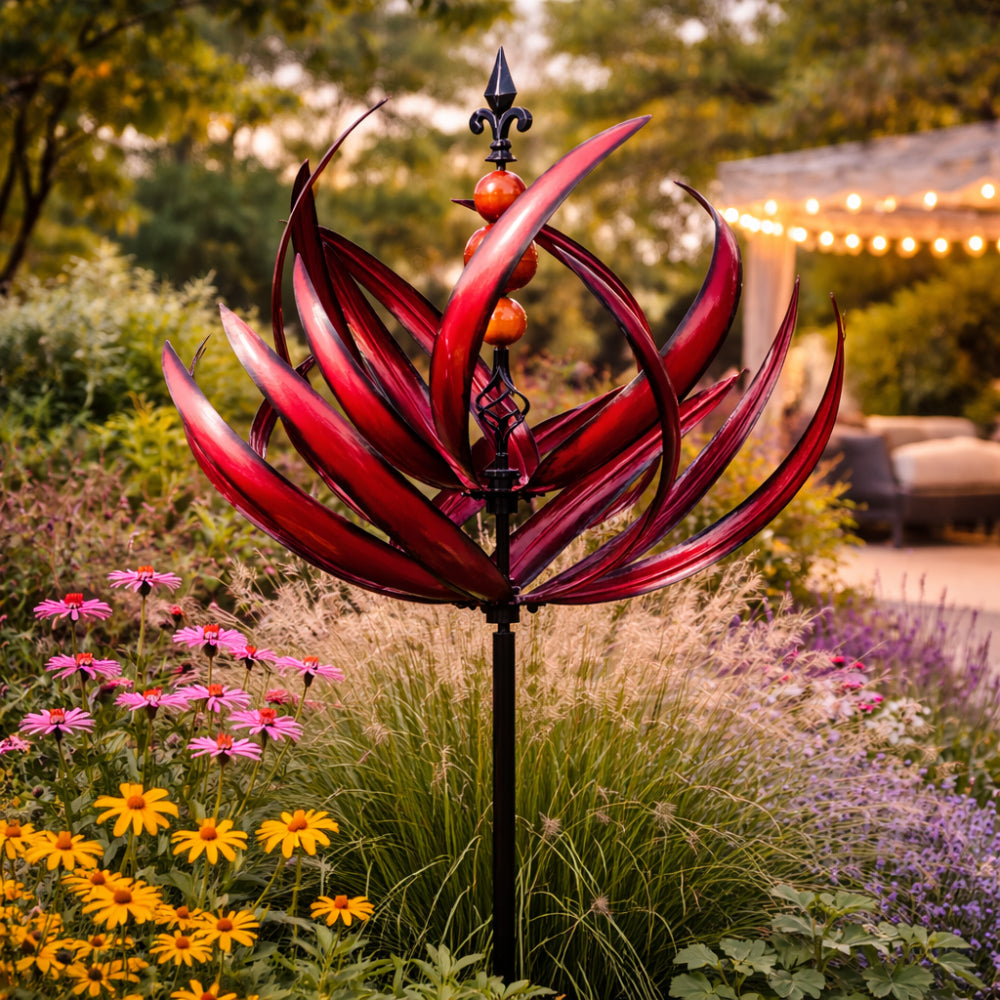 Metal Wind Spinner — Painted Iron Free-Rotating Sculpture