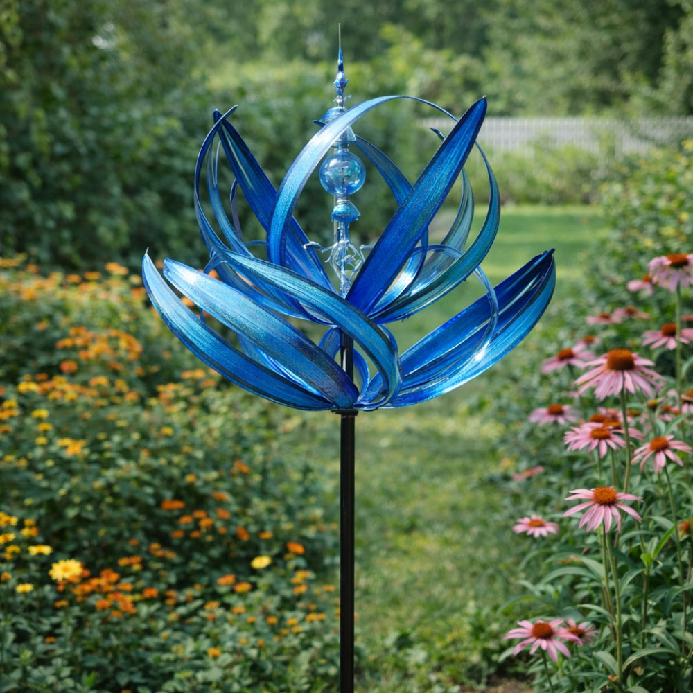 Metal Wind Spinner — Painted Iron Free-Rotating Sculpture