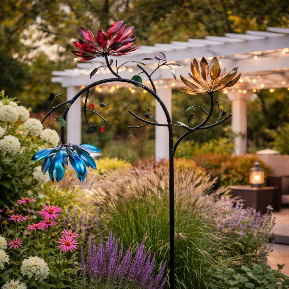 Metal Wind Spinner — Painted Iron Free-Rotating Sculpture