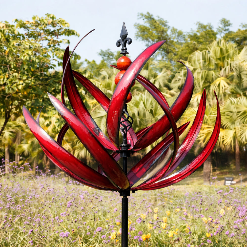 Metal Wind Spinner — Painted Iron Free-Rotating Sculpture