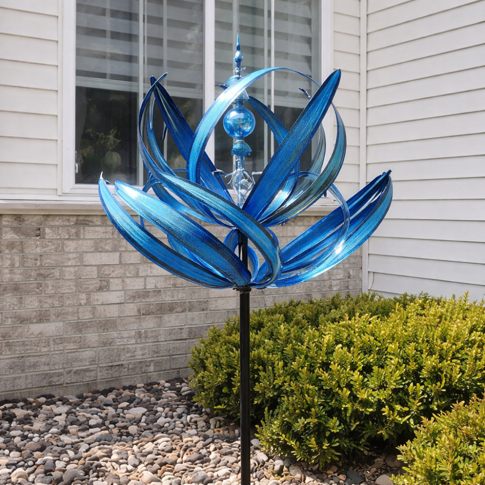Metal Wind Spinner — Painted Iron Free-Rotating Sculpture