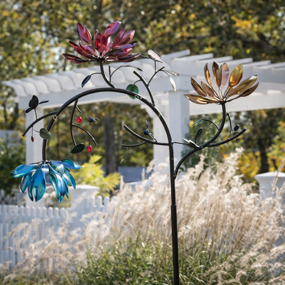 Metal Wind Spinner — Painted Iron Free-Rotating Sculpture