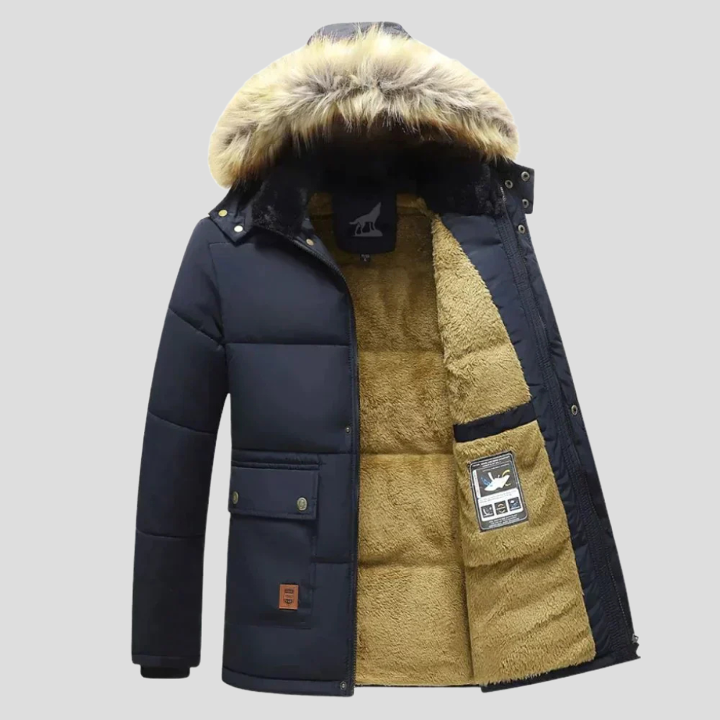 Thorben - męska pikowana parka zimowa — odpinany kaptur