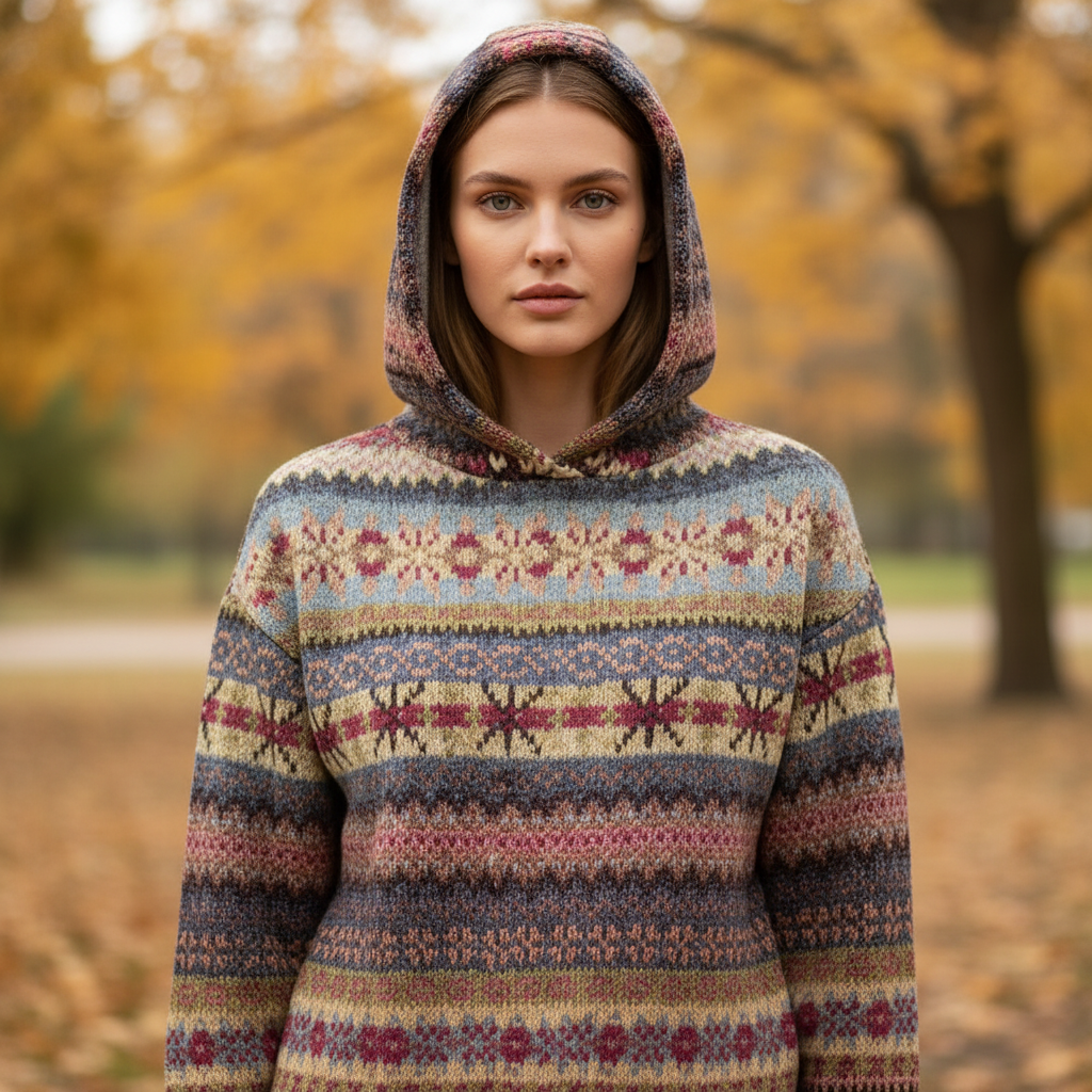 Claudia Gemusterter Hoodie für Damen — Gemütlicher Alltagsstil