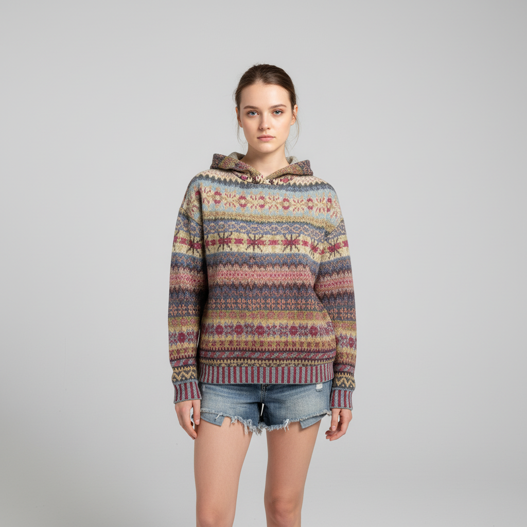 Claudia Gemusterter Hoodie für Damen — Gemütlicher Alltagsstil