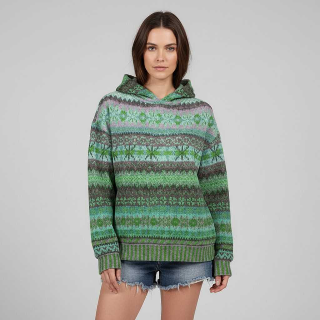 Claudia Gemusterter Hoodie für Damen — Gemütlicher Alltagsstil