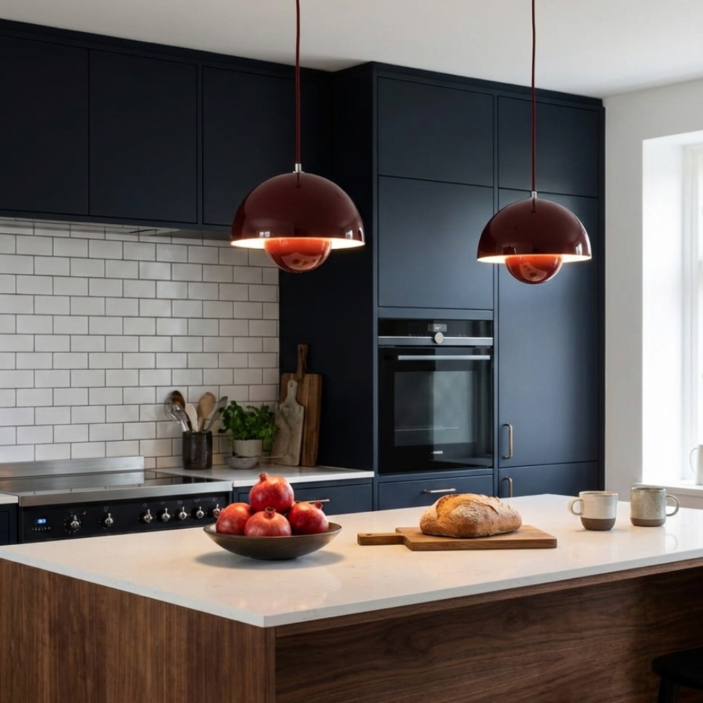 Aluminum Geometric Pendant Light For Modern Kitchen Height Adjustable