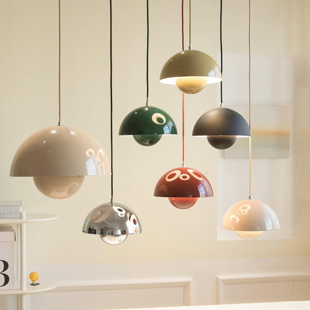 Aluminum Geometric Pendant Light For Modern Kitchen Height Adjustable