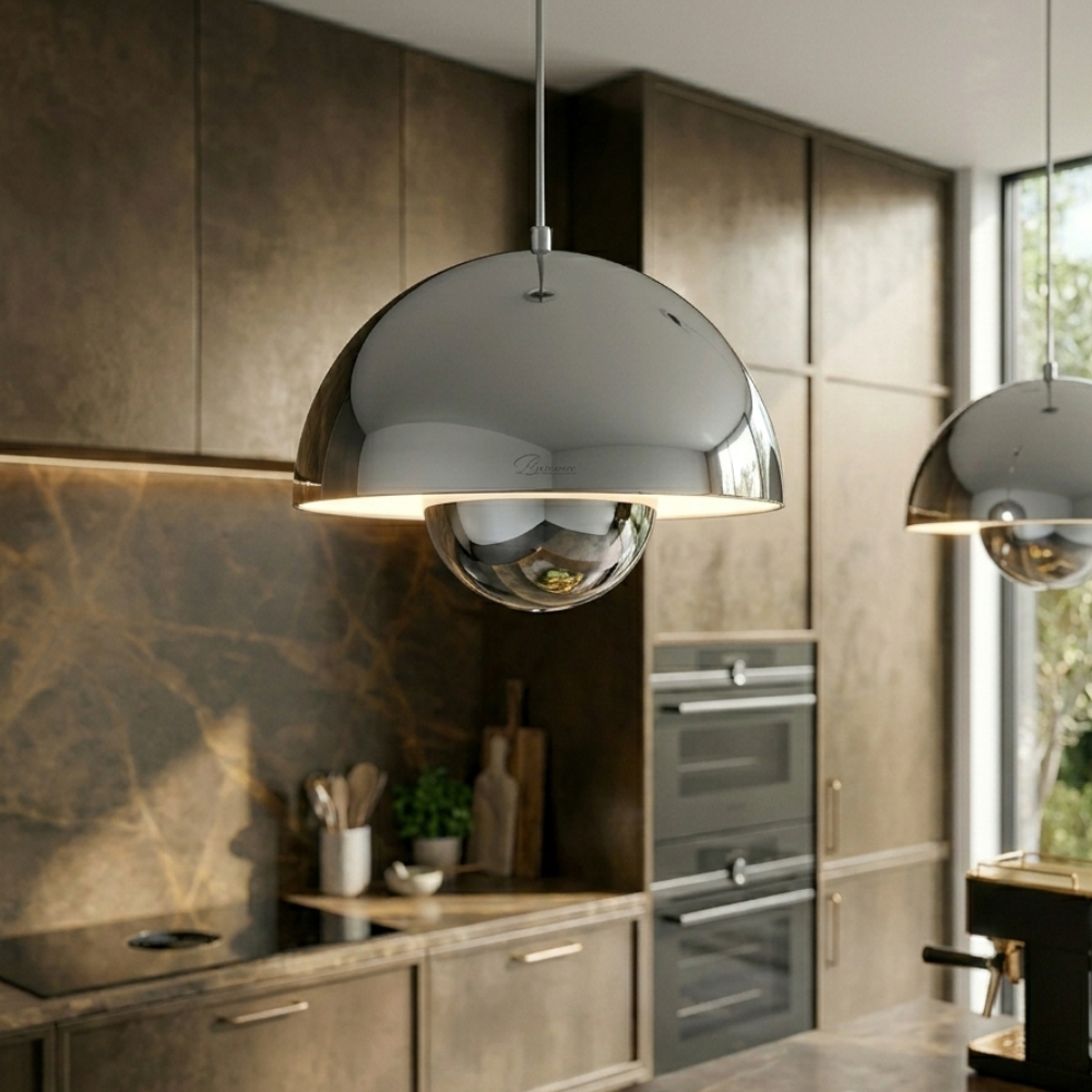 Aluminum Geometric Pendant Light For Modern Kitchen Height Adjustable
