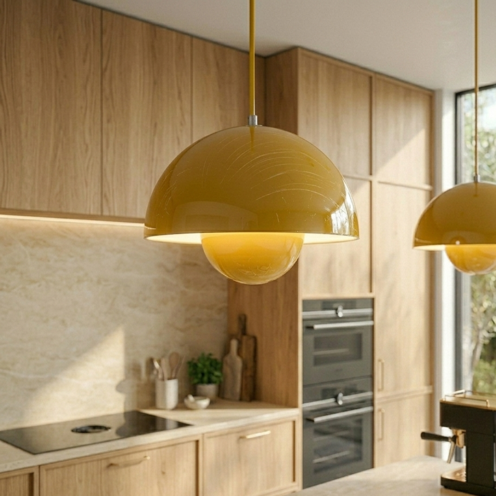 Aluminum Geometric Pendant Light For Modern Kitchen Height Adjustable