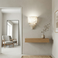 LED Geometric Wall Sconce With Alabaster Finish And Metal