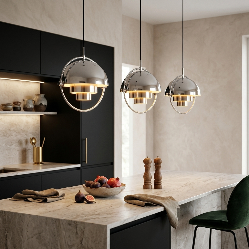 Geometric Pendant Light With Adjustable Sphere Bauhaus Modern Kitchen