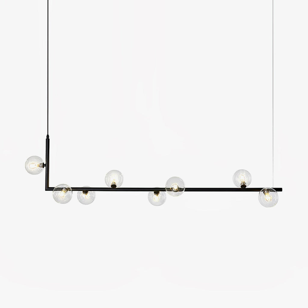 Lampada a sospensione in vetro trasparente geometrico con altezza regolabile e metallo