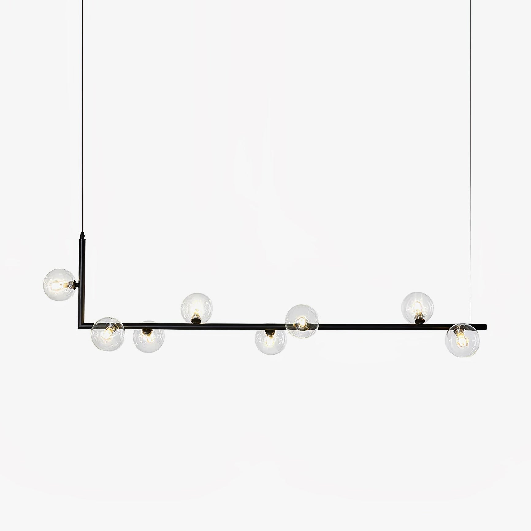 Lampada a sospensione in vetro trasparente geometrico con altezza regolabile e metallo