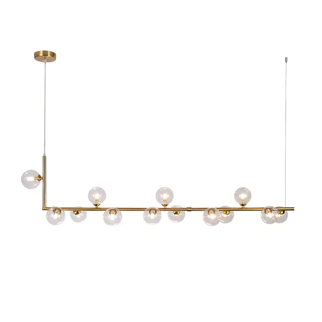 Lampada a sospensione in vetro trasparente geometrico con altezza regolabile e metallo