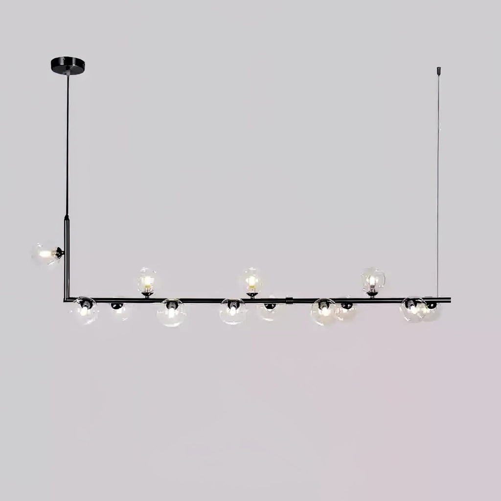 Lampada a sospensione in vetro trasparente geometrico con altezza regolabile e metallo