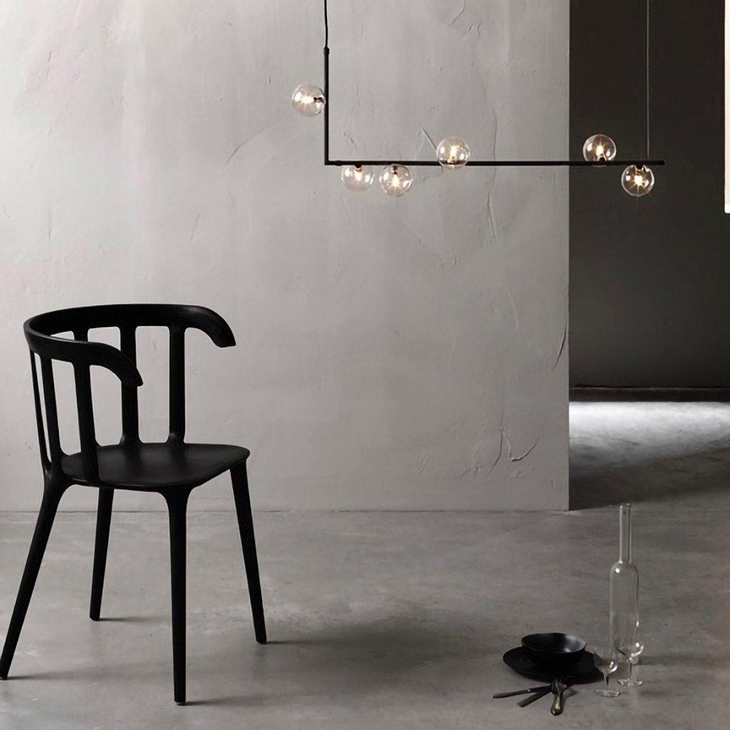 Lampada a sospensione in vetro trasparente geometrico con altezza regolabile e metallo