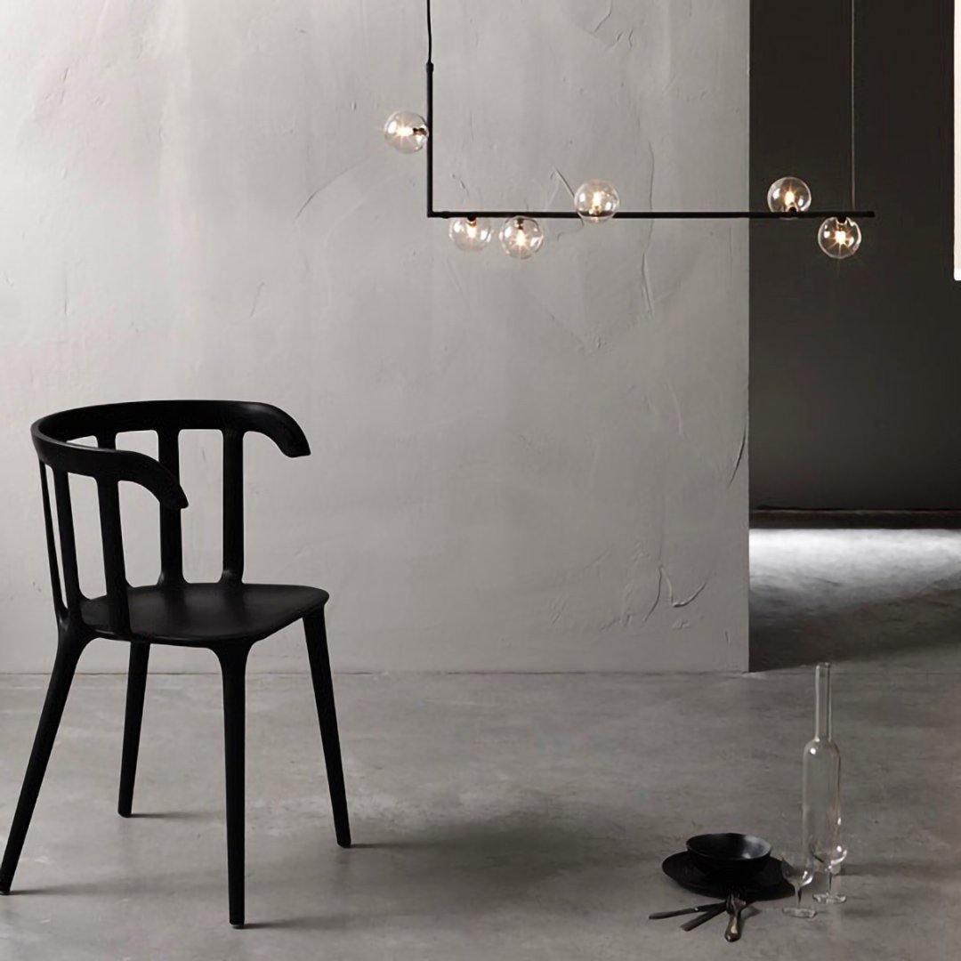 Lampada a sospensione in vetro trasparente geometrico con altezza regolabile e metallo