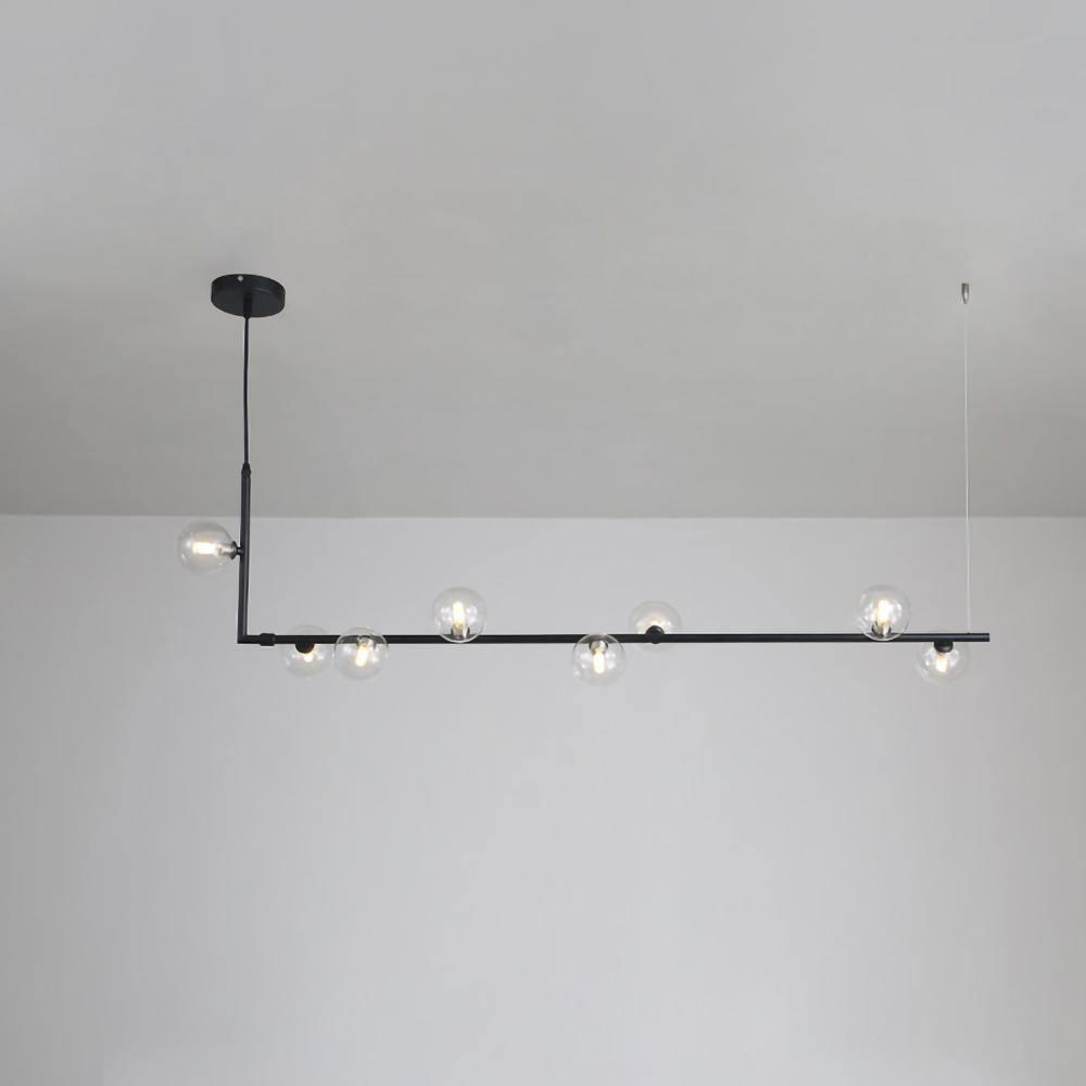 Lampada a sospensione in vetro trasparente geometrico con altezza regolabile e metallo