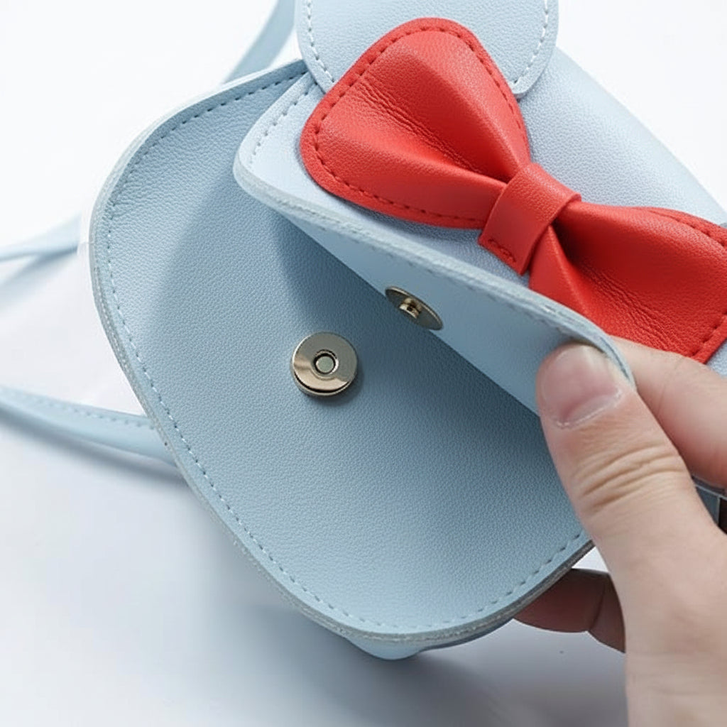 Dívčí kabelka s roztomilou myškou, crossbody taška s mašlí z PU, mini kabelka | Meowbutter
