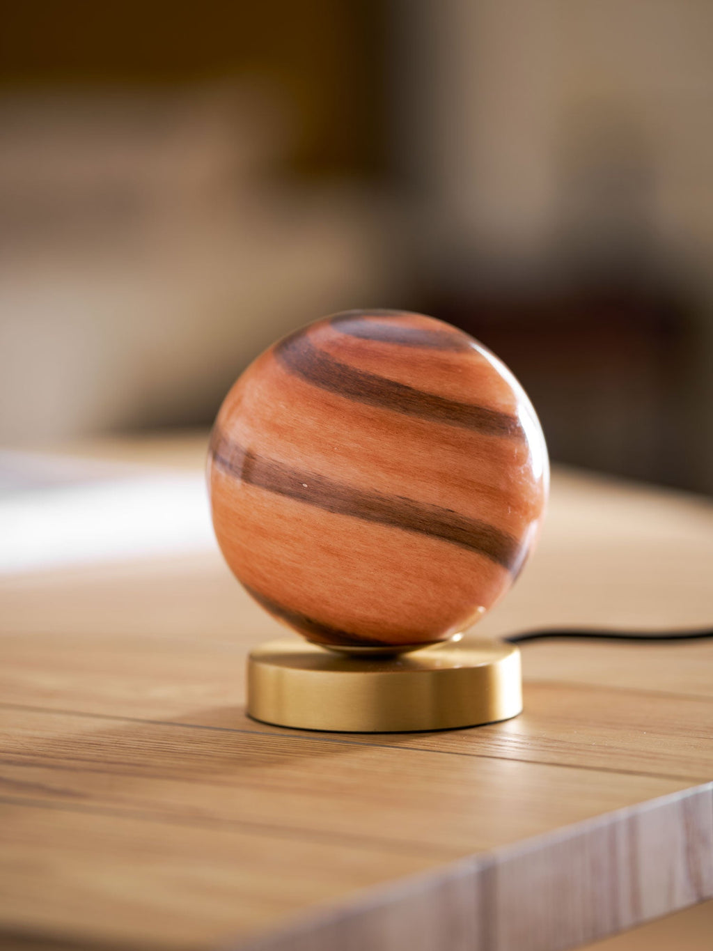 Bedside Glass Ball Lamp With Gold Finish Brass Base