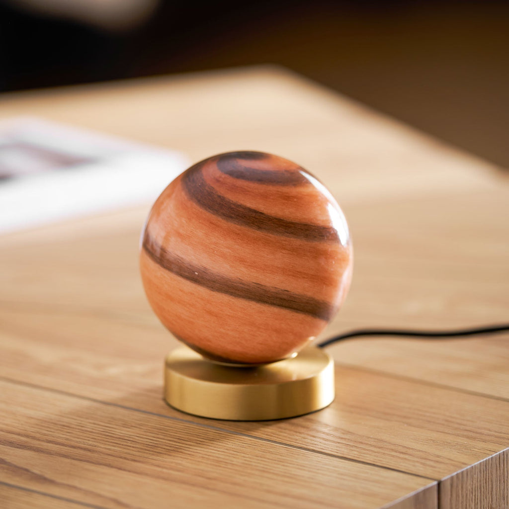 Bedside Glass Ball Lamp With Gold Finish Brass Base