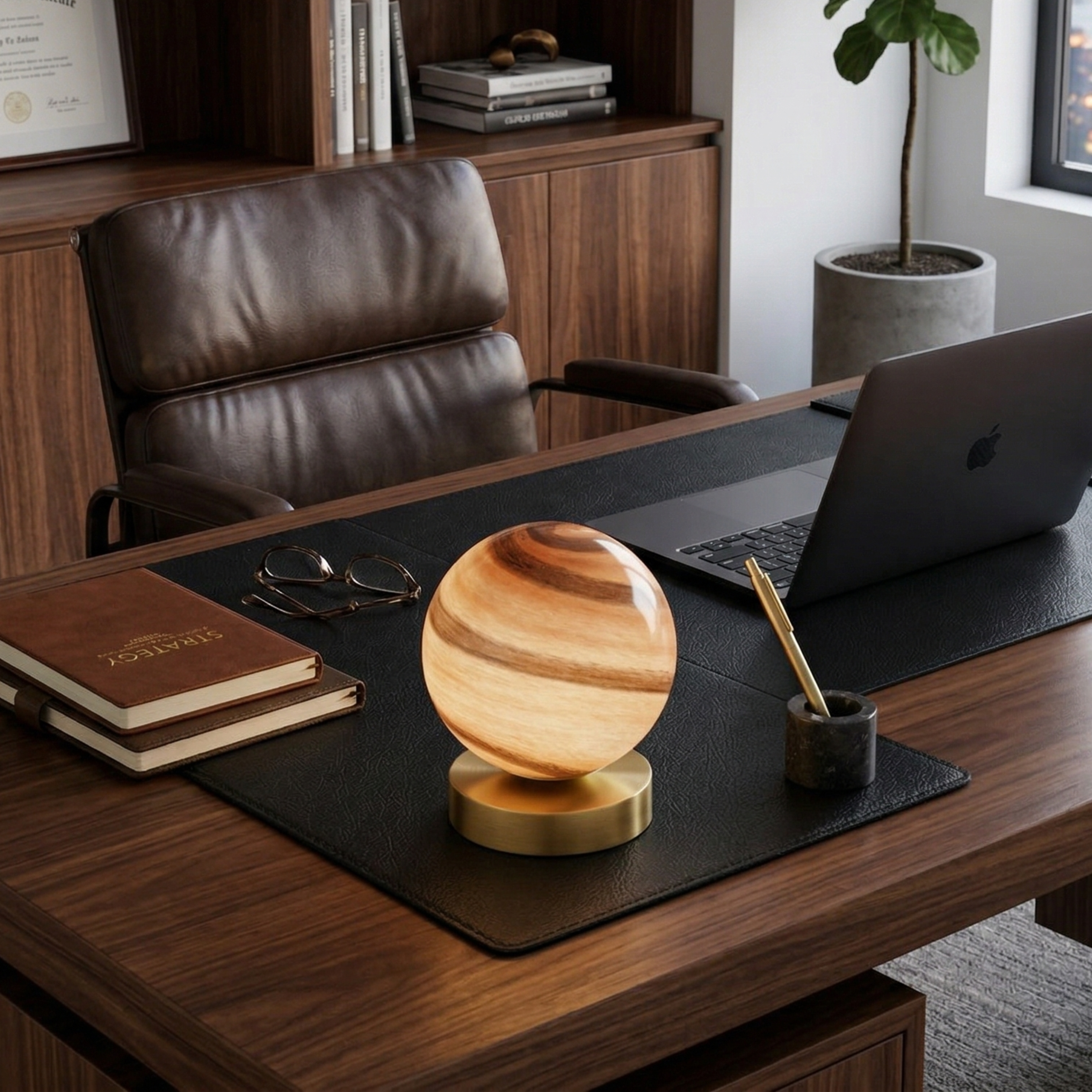 Bedside Glass Ball Lamp With Gold Finish Brass Base