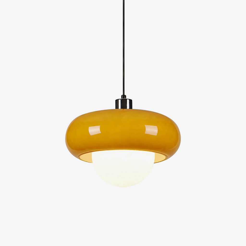 Pendant Glass Light With Chrome Mushroom Shade Bauhaus Style Adjustable