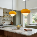 Pendant Glass Light With Chrome Mushroom Shade Bauhaus Style Adjustable