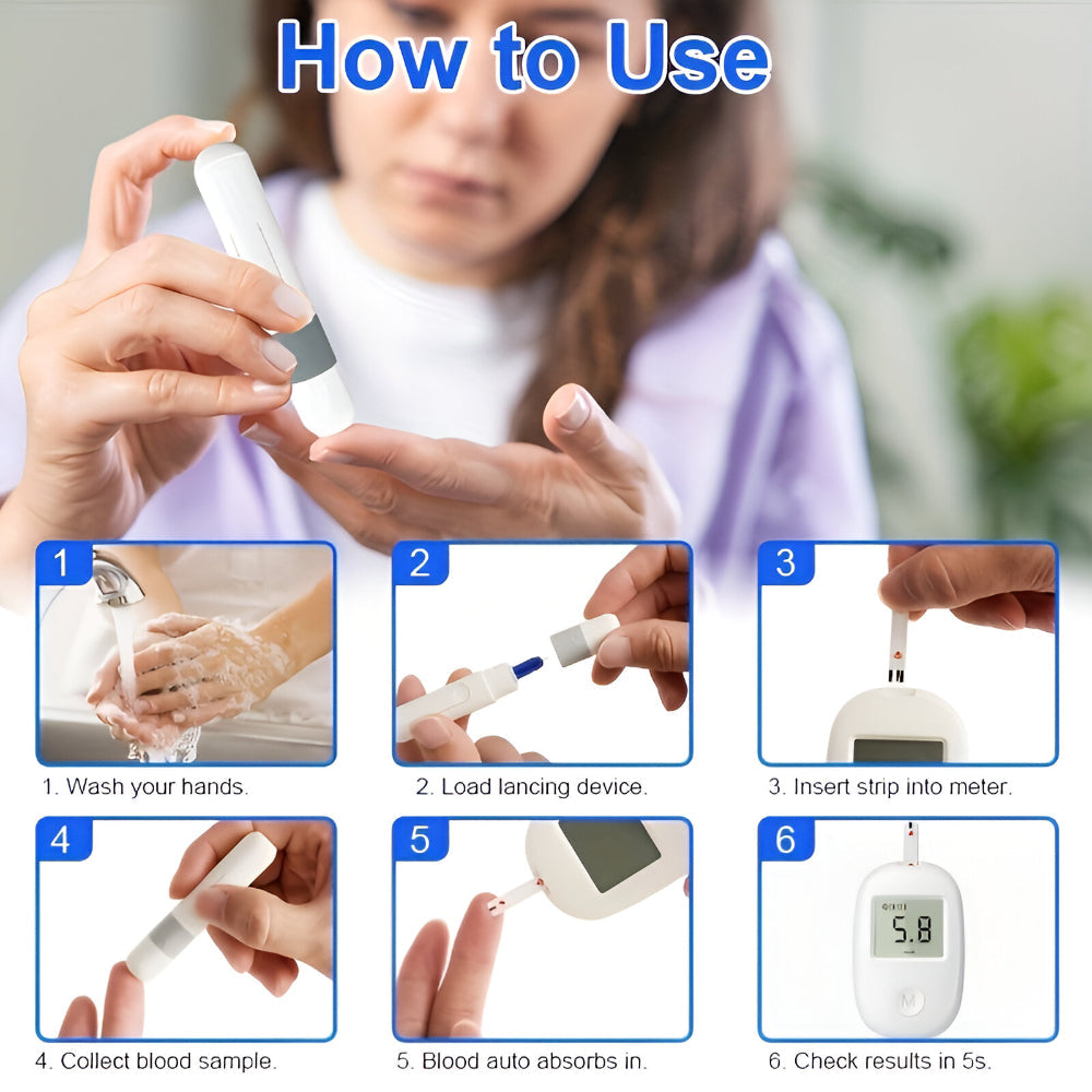 Compact Digital Blood Sugar Meter — Portable Glucose Monitor, Fast Readings, High-Contrast Display