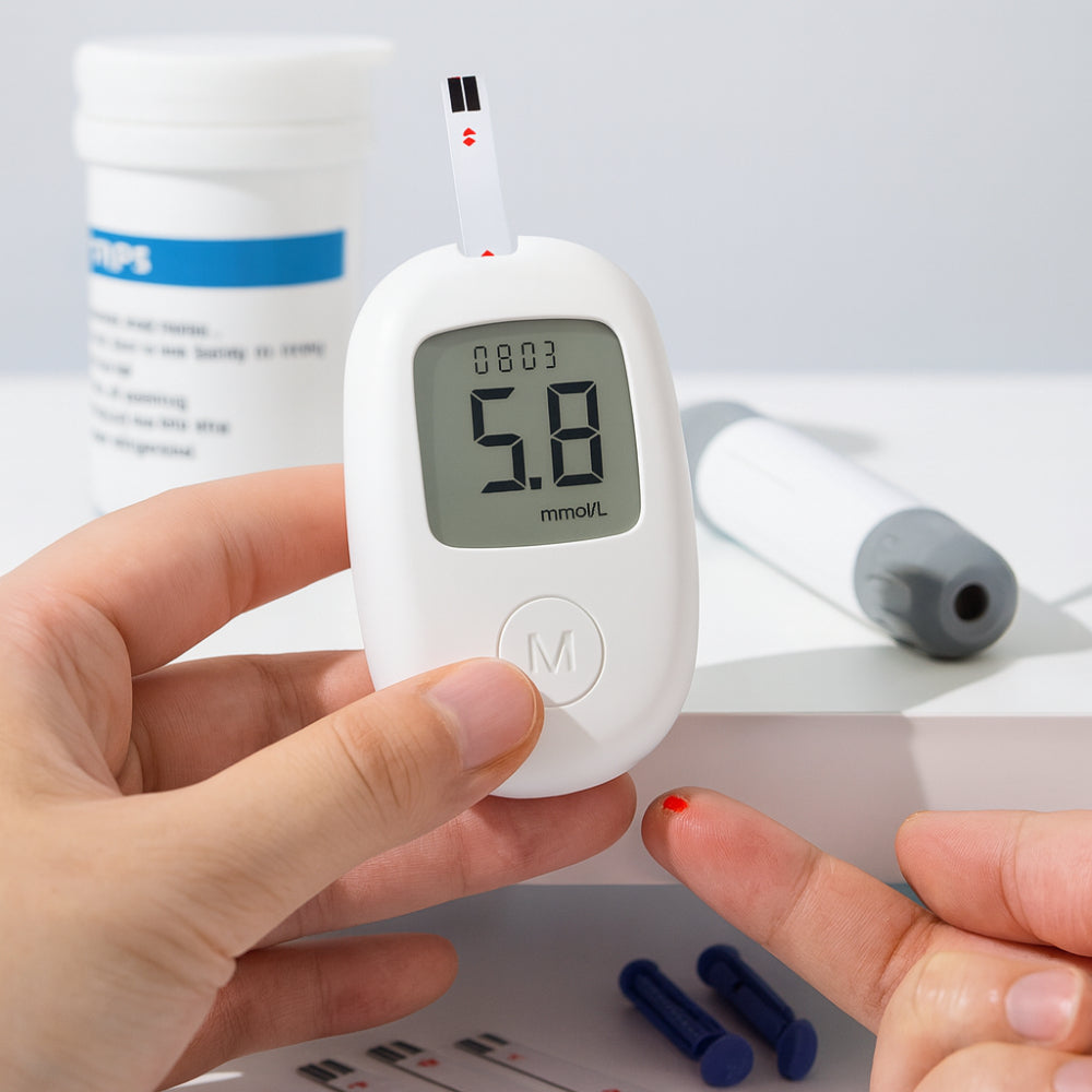 Compact Digital Blood Sugar Meter — Portable Glucose Monitor, Fast Readings, High-Contrast Display